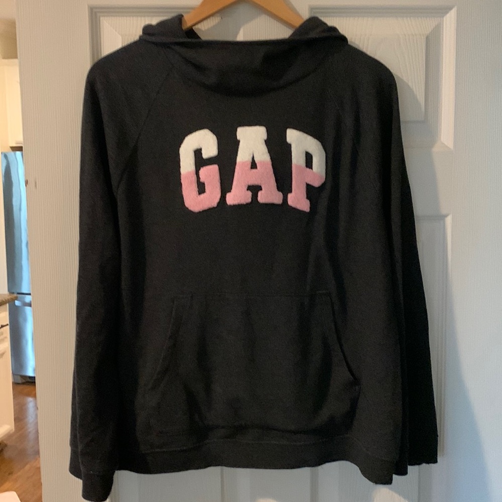 GAP Logo Gray with Pink White Vintage Hoodie Sweatshirt